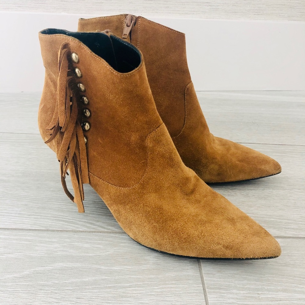 Saint Laurent suede boots with fringe